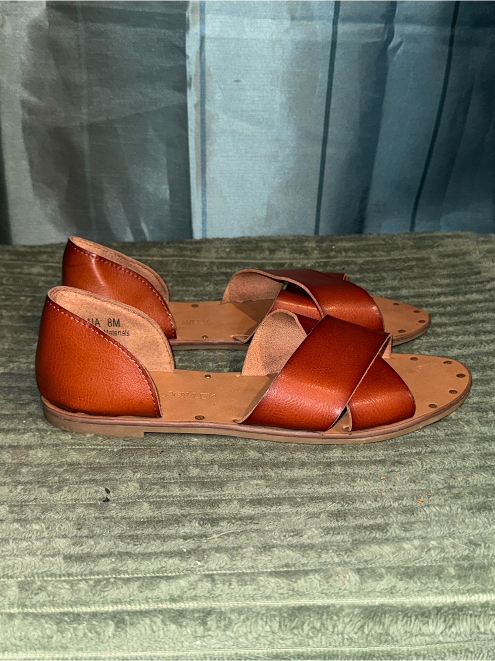 Cynthia Rowley Tan Leather Crisscross Flat Sandals
